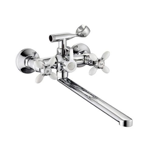 Смеситель для ванны и умывальника двухручковый белый/хром Potato P 2771-7