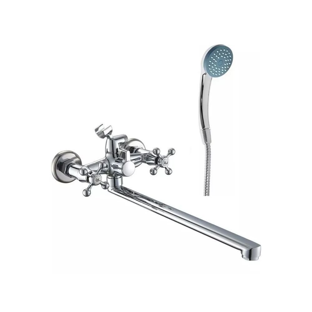 Смеситель для ванны и умывальника двухручковый  хром  Potato Эверест B23-351