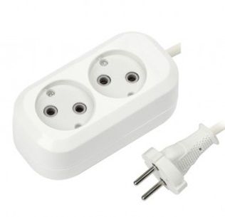 Сет. удлинитель ПВС 2х1 2роз. 5м 10А (корпус АБС-пластик) E1М