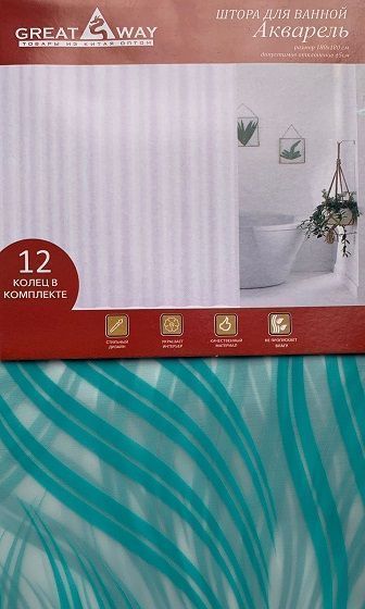 Штора для ванной тканевая 12, Акварель, "PEVA", 180*180