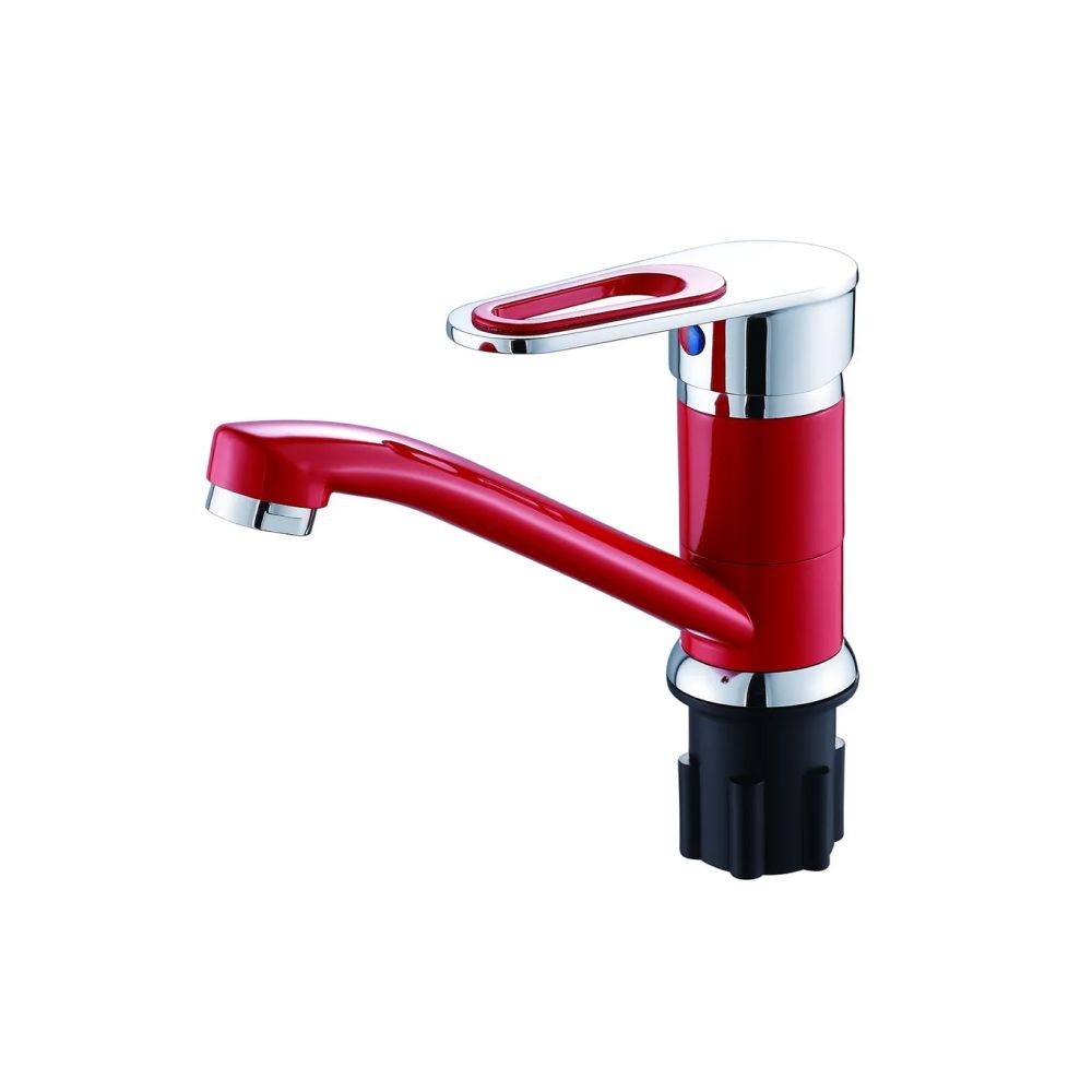 Смеситель для кухни монокомандный  красный с хромом  Potato Эверест B45-274C