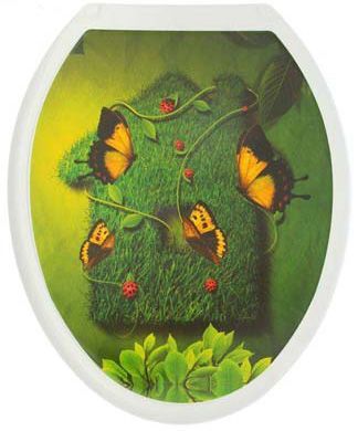 Крышка для унитаза жесткая "ДЕКОР" БАБОЧКА
