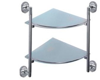 F-1907-2 Полка стеклянная 2-ярусная угловая 250х250мм (Frap)