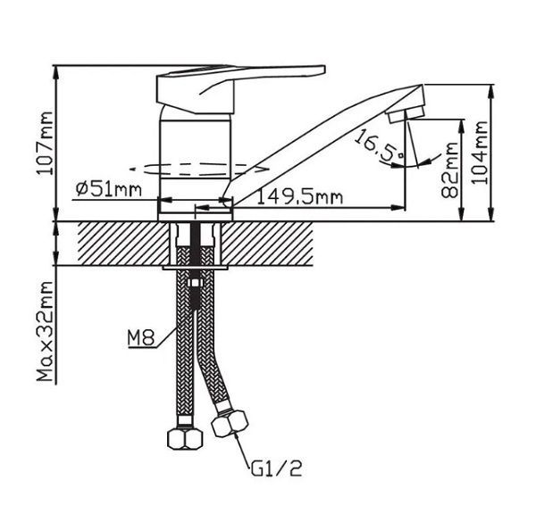 Смеситель для кухни монокомандный хром Potato P 4525