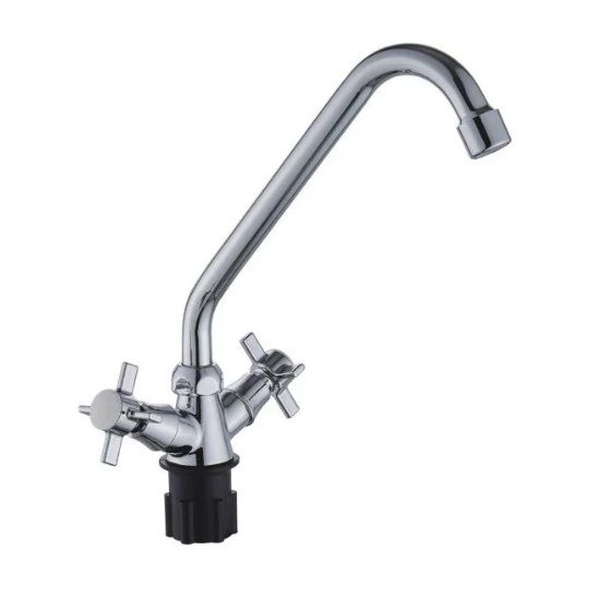 Смеситель для кухни двухручковый хром Potato Эверест B 41-354