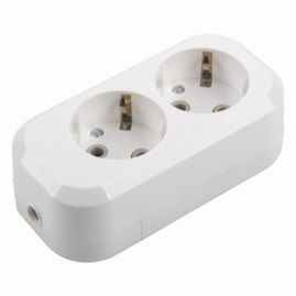 General роз. колодка 2гн., земля, 16А, 250В, 3,5кВт Серия "Easy" с доп. крышкой (АБС-пластик) белая