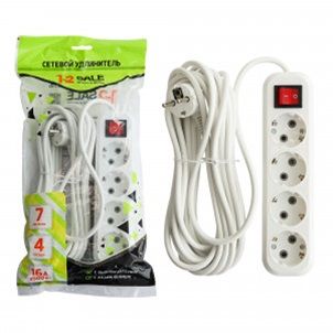 Сет. удлинитель ПВС 3х1 4роз. 7м 16А земля, выкл (корпус АБС-пластик) E1М