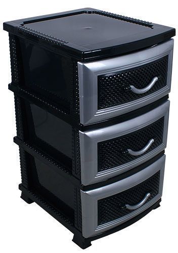 Комод 3-х секц. без декора "Дельфин" черн./серебр.