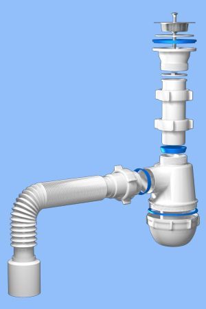 А-0115 Сифон АНИ ГРОТ 1 1/2х40+г40*40/50 с гибкой трубой