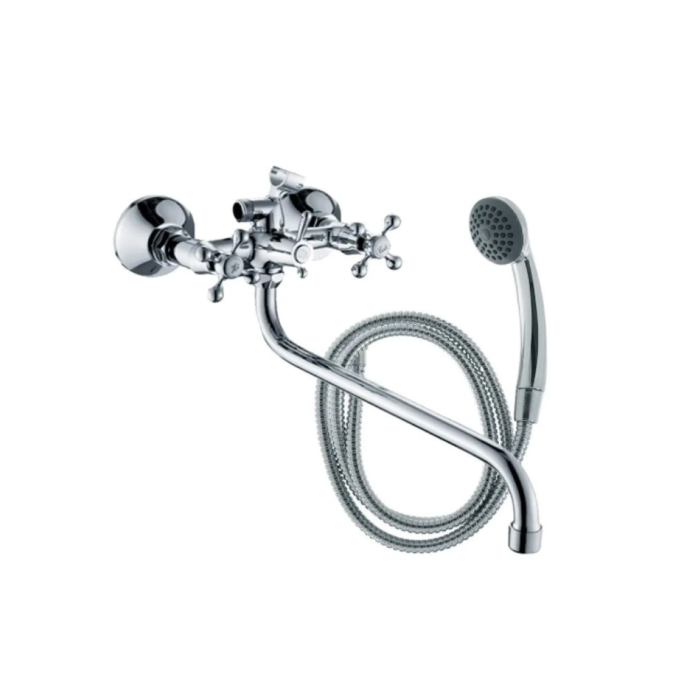 Смеситель для ванны и умывальника двухручковый  хром  Potato Эверест B22-351