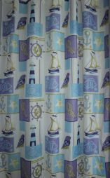 Штора для ванной тканевая синяя, 1421, "Залел" эконом, 170-180*200