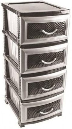 Комод 4-х секц. без декора "Дельфин" черно-серебристый