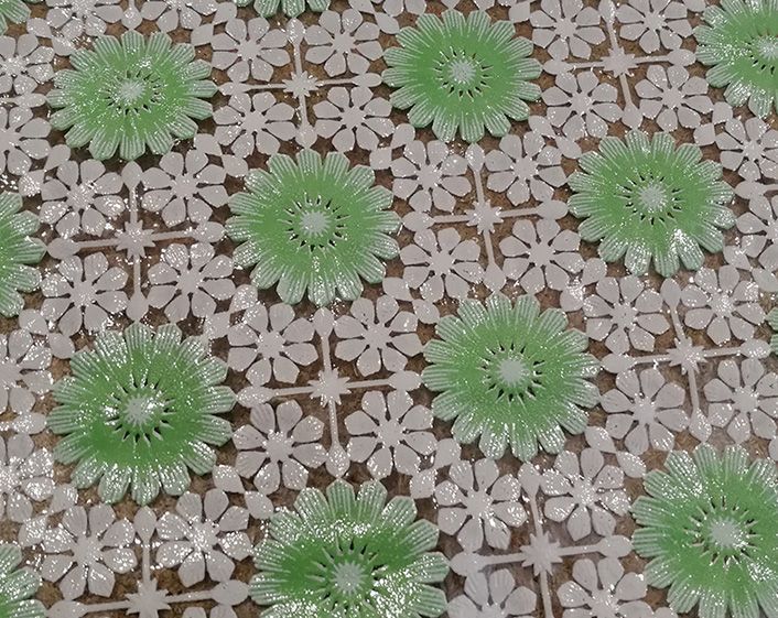 Клеенка ажурная "Лейс" 073Д бел/зел.(1,32х22м)