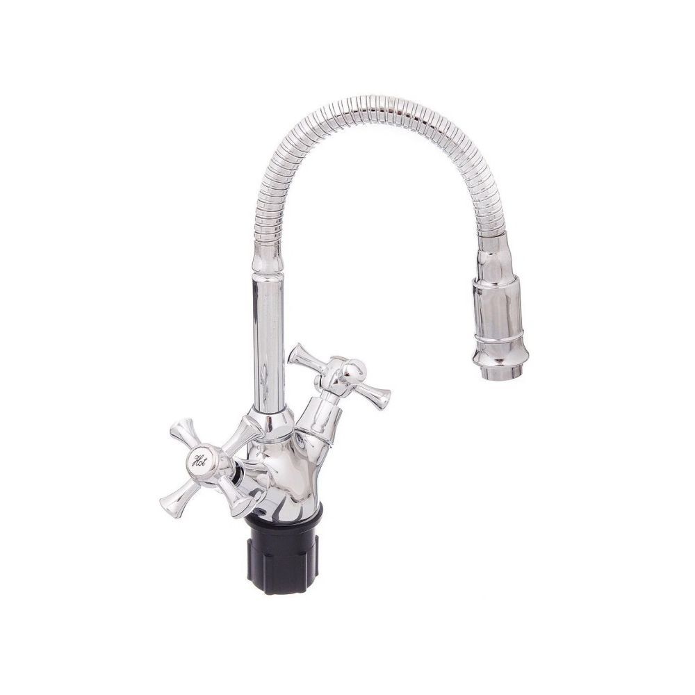 Смеситель для кухни двухручковый  хром  Potato Эверест B58-064B