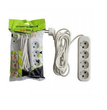 Сет. удлинитель ПВС 3х1 4роз. 5м 16А земля (корпус АБС-пластик) E1М