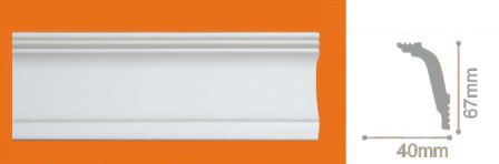 Плинтус потолочный белый 45/45мм С34/67 длина 2м (упак.шт.54) Солид