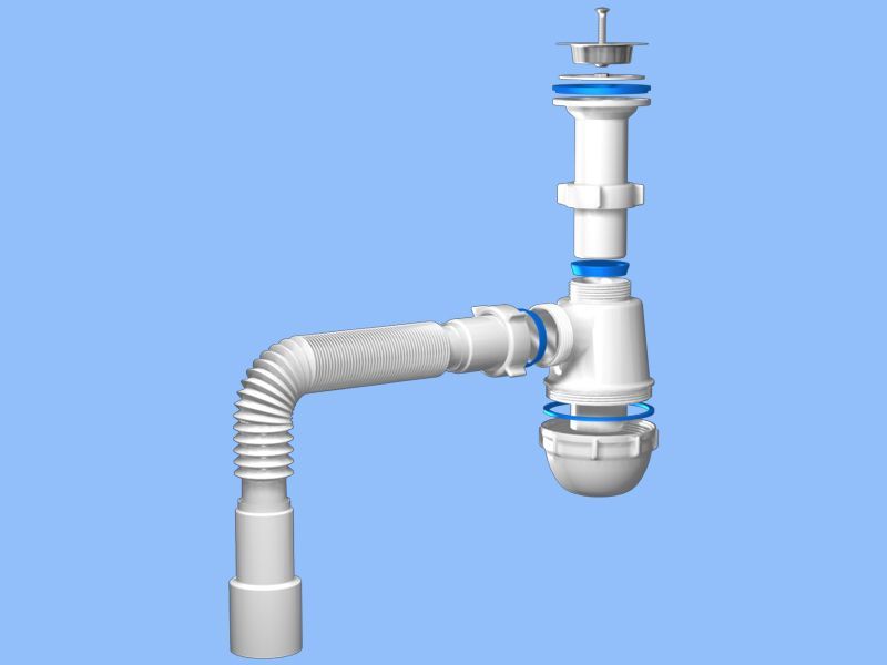 А-0515 Сифон АНИ ГРОТ 1 1/2х40 с гибкой трубой 40х40/50