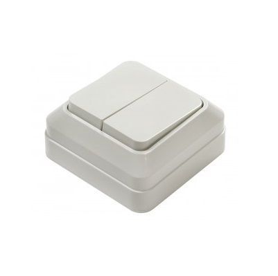 Выключатель двухклавишный BOLLETO 7023 белый накладной