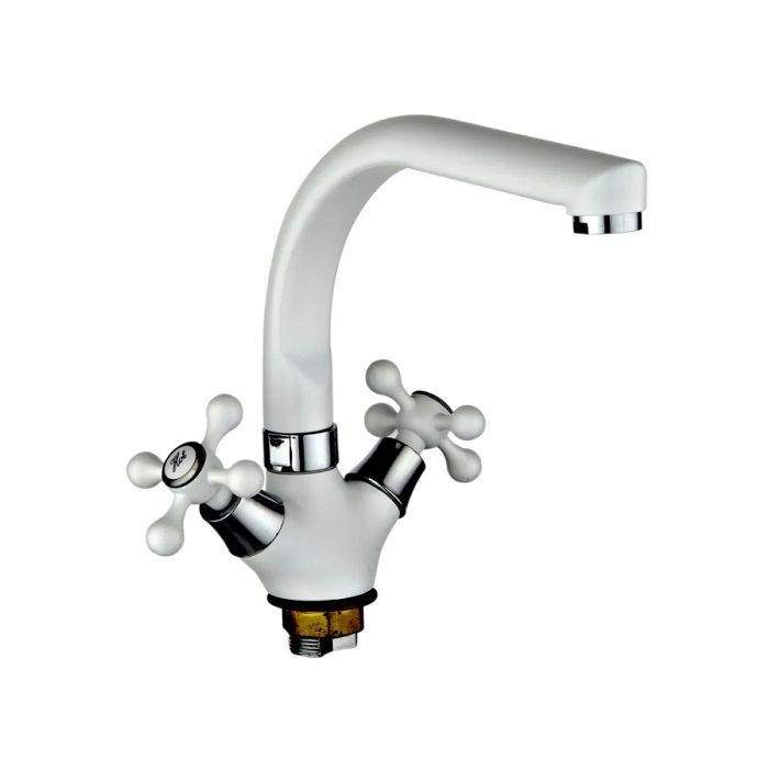 Смеситель для кухни двухручковый белый Potato Эверест B 69-657