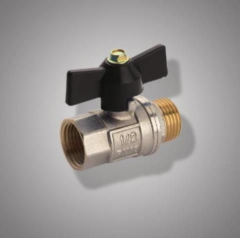 Кран шаровый латун.никел.бабочка F 212.04 (FR 212 1/2 M/F) (уп.16шт.)