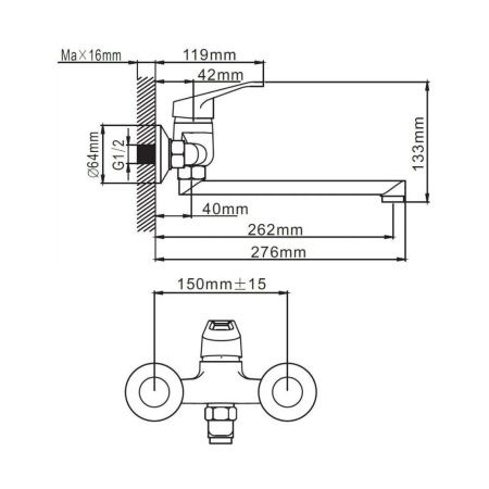 Смеситель универсальный монокомандный  хром  Potato Эверест B46-028