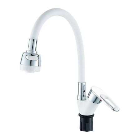 Смеситель для кухни монокомандный  белый с хромом  Potato Эверест B58-274A