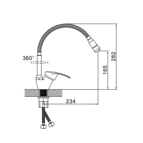 Смеситель для кухни монокомандный хром Potato Эверест B 58-022