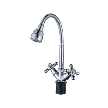 Смеситель для кухни двухручковый  хром  Potato Эверест B58-340M