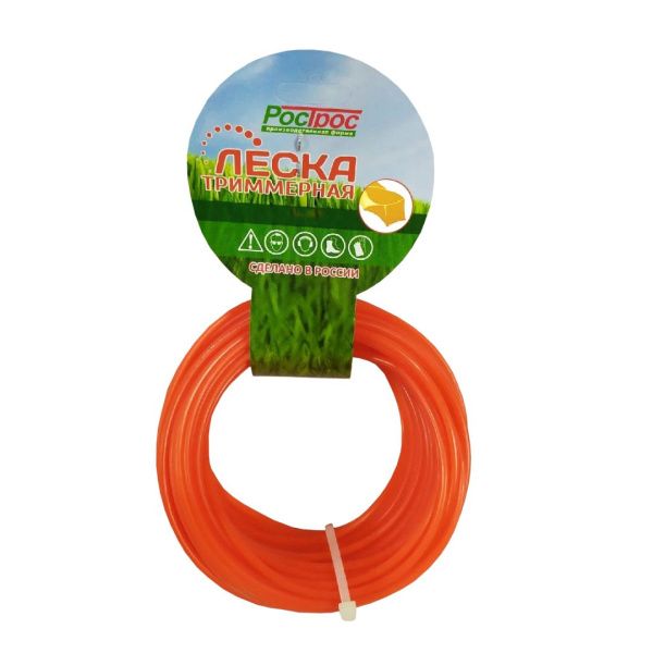 Леска для триммера 3,0мм квадрат витой 15м Россия