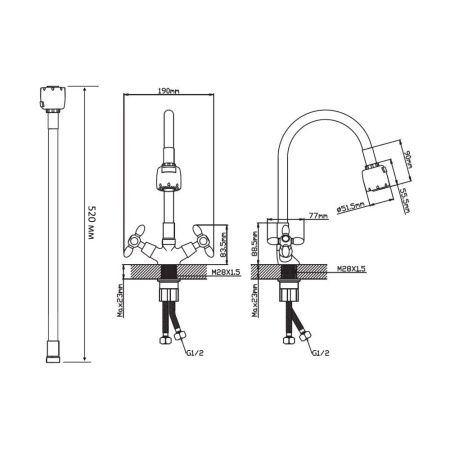 Смеситель для кухни двухручковый  зеленый с хромом  Potato Эверест B57-071E