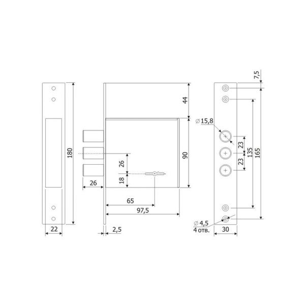Замок врезной сувальдный ЗВ 30.01