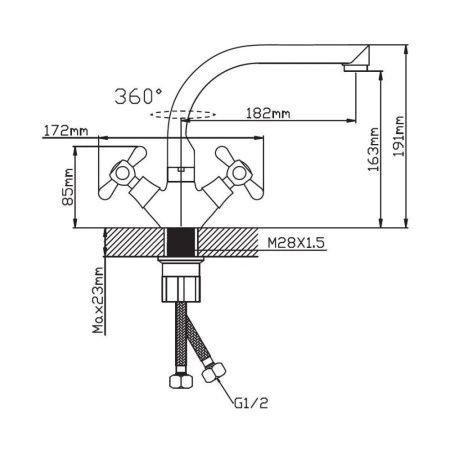 Смеситель для кухни двухручковый  хром  Potato Эверест B69-301
