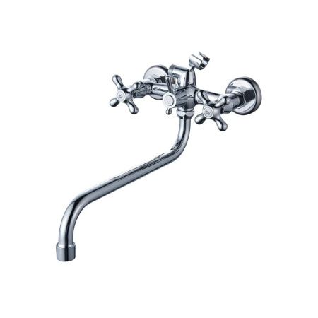 Смеситель для ванны и умывальника двухручковый  хром  Potato Эверест B22-340M