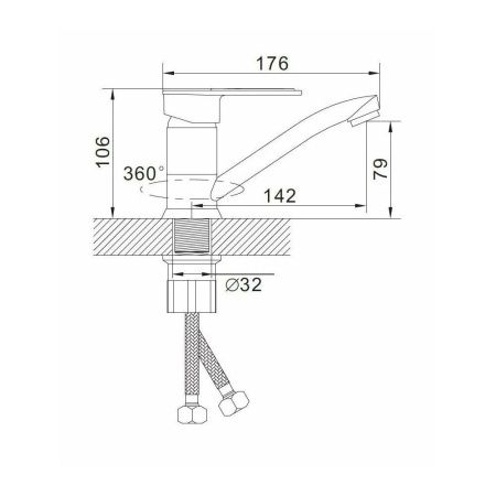 Смеситель для кухни монокомандный  зеленый с хромом  Potato Эверест B45-274E