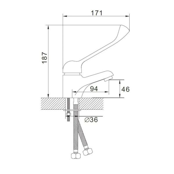 Смеситель для раковины монокомандный  хром  Potato Эверест B10-37