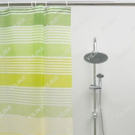 Штора для ванной тканевая зеленая, 1222, "Вилина" эконом, 170*180