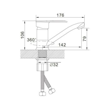 Смеситель для кухни монокомандный  желтый с хромом  Potato Эверест B45-274B