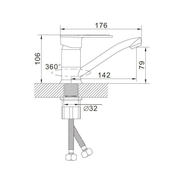 Смеситель для кухни монокомандный  желтый с хромом  Potato Эверест B45-274B