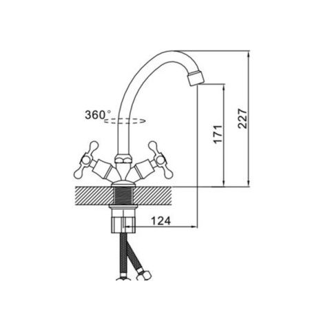 Смеситель для кухни двухручковый хром Potato Эверест B 49-065 (уп.2шт.)