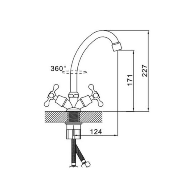 Смеситель для кухни двухручковый хром Potato Эверест B 49-065 (уп.2шт.)