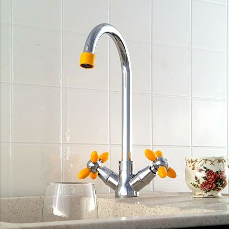 Смеситель для кухни двухручковый хром Potato Эверест B 59-071 B