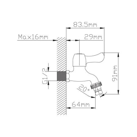 Кран водоразборный одноручковый на холодную воду Potato Эверест B 42-338