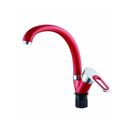 Смеситель для кухни монокомандный  красный с хромом  Potato Эверест B59-274C