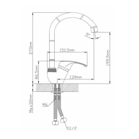 Смеситель для кухни монокомандный  черный  Potato Эверест B57-033