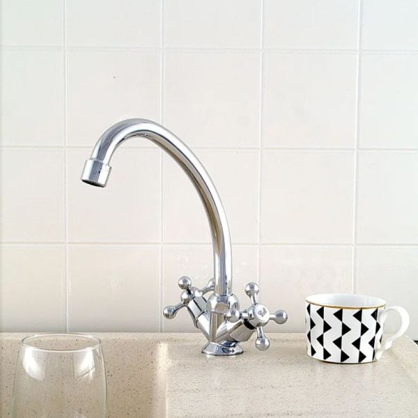 Смеситель для кухни двухручковый  хром  Potato Эверест B49-351