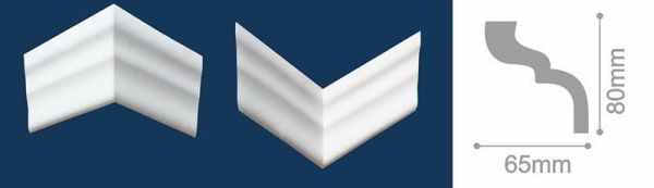 Плинтус потолочный белый 65/80мм С05/80 длина 2м (упак.30шт.) Солид