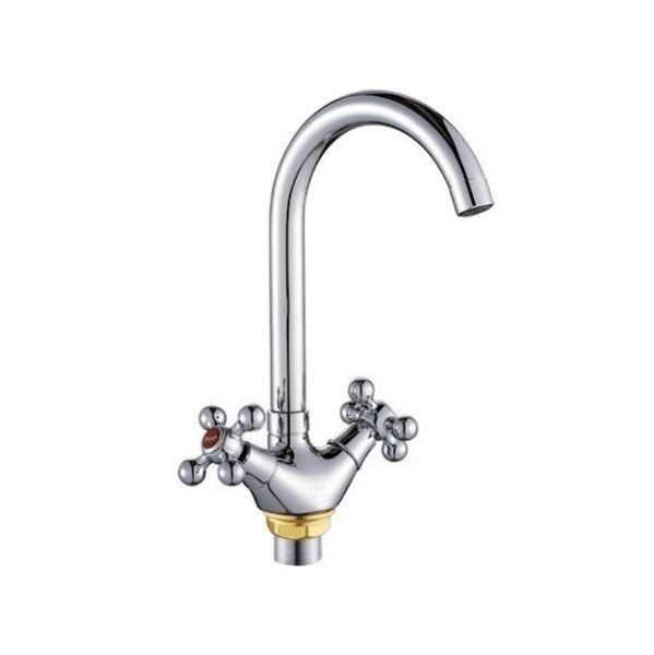 Смеситель для кухни двухручковый хром Potato P 4461