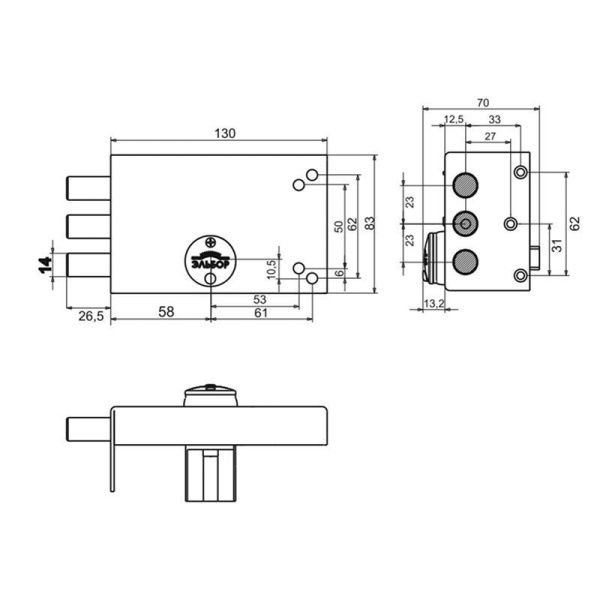 Замок накладной Лазурит 1.02.51.КМА никель