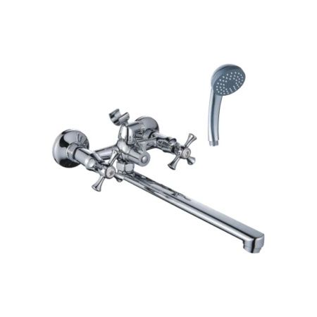 Смеситель для ванны и умывальника двухручковый  хром  Potato Эверест B23-064