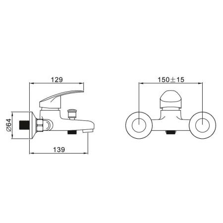 Смеситель для ванны и душа монокомандный  хром  Potato Эверест B30-022